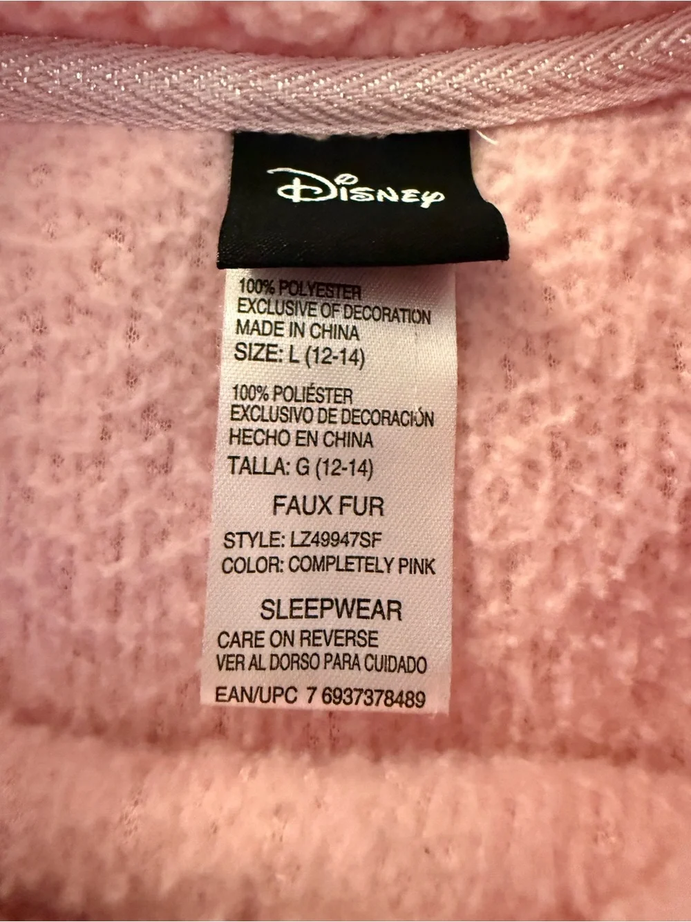 Disney Pink Faux Fur Sleepwear Pullover
